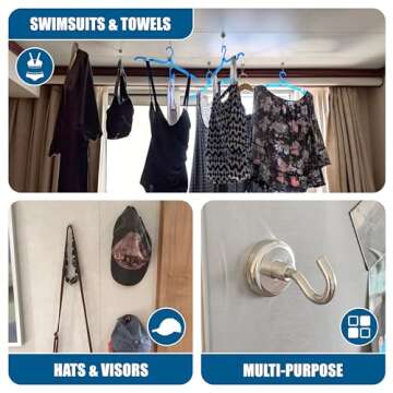 Cruise On Magnetic Hooks for Cruise Cabins in 2023, 2024 & 2025 - Heavy Duty [75 lbs] Magnet Hooks for Ship Cabins (Metal Door & Wall) - Cabin Accessories