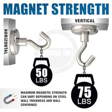 Cruise On Magnetic Hooks for Cruise Cabins in 2023, 2024 & 2025 - Heavy Duty [75 lbs] Magnet Hooks for Ship Cabins (Metal Door & Wall) - Cabin Accessories