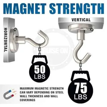 Cruise On Magnetic Hooks for Cruise Cabins in 2023, 2024 & 2025 - Heavy Duty [75 lbs] Magnet Hooks for Ship Cabins (Metal Door & Wall) - Cabin Accessories