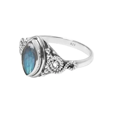Stunning Labradorite Ring in 925 Sterling Silver for Women
