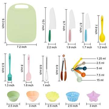 HOTEC Kids Baking Cooking Supplies Set Nylon Children's Kitchen knives BPA Free Cuttting Board Silic...