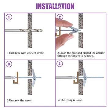 Swpeet Assorted 24 Pcs Toggle Bolt and Wing Nut Kit for Hanging Heavy Items on Drywall - 1/8 Inch, 3/16Inch, 1/4Inch