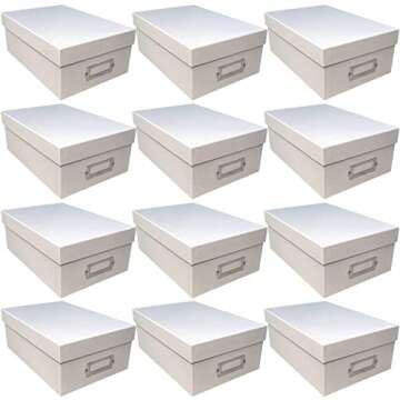 Simply Tidy White Memory Box Store and Organize Photos, Keepsakes, DVD and CDs, Acid Free - Bulk 12 Pack