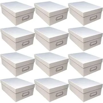 Simply Tidy White Memory Box Store and Organize Photos, Keepsakes, DVD and CDs, Acid Free - Bulk 12 Pack