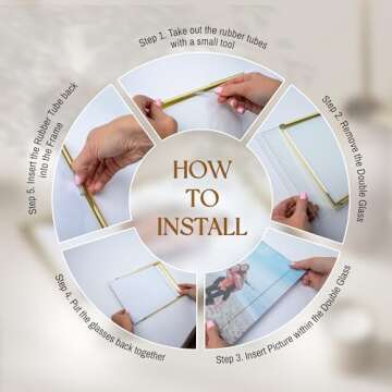 Azour Gold Floating Frame 5x7 Gold Frame (2 Set) Floating Picture Frame - Wedding, Decor, Display Memories - Fit 2x3, 2.5x5, 4x6, 5x7