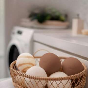 Organic Wool Dryer Balls Laundry Reusable [Set of 6] XL - 100% Pure New Zealand Wool - Natural Anti ...