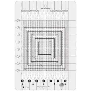 Creative Grids Stripology Quarters Mini Slotted Quilting Ruler – CGRGE4 – Made in USA, 8-1/2in x 12-1/2in, Non-Slip Grip Acrylic Fabric Strip Cutting, Sewing, Crafting, Patchwork Ruler & Template