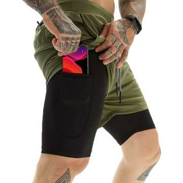 OEBLD 2-in-1 Men's Gym Shorts with Towel Loop