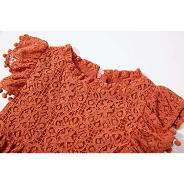 Niyage Toddler Girls Elegant Lace Pom Pom Flutter Sleeve Party Princess Dress Brick Red 120