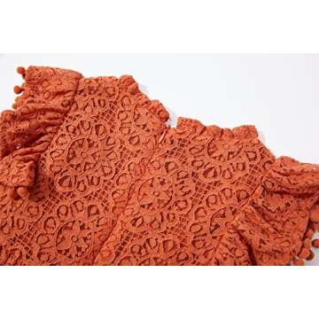 Niyage Toddler Girls Elegant Lace Pom Pom Flutter Sleeve Party Princess Dress Brick Red 120