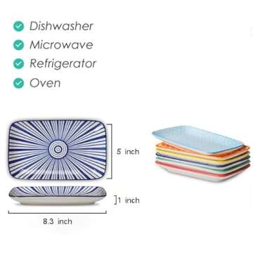 Selamica Ceramic 8 inch Rectangular Salad Plates, Dinner Plates, Pasta Dessert Plates for Appetizer,...