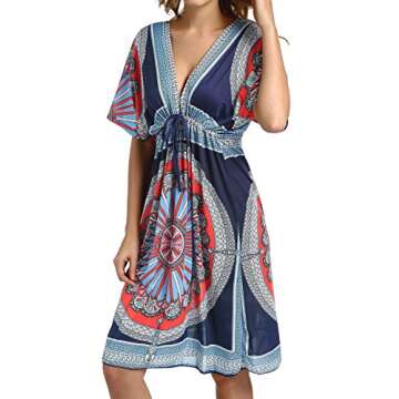 CHERRY CAT Colorful Cut Loose Swimsuit Cover-ups Swim Cover Ups Plus Size Clothing Beach Dress (Navy...