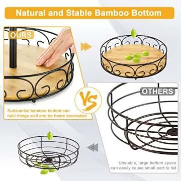 ETHCMART 3-Tier Fruit Basket with Banana Hanger for Kitchen