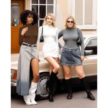 MANGOPOP Women's Mock Turtle Neck Slim Fit Tee for Elegance