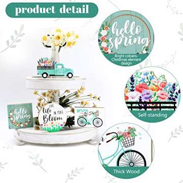 Easter Tiered Tray Decor 4 Pcs Set for Spring Home Decor