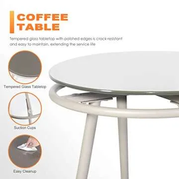 NUU GARDEN 3 Piece Outdoor Bistro Set, Woven Rope Conversation Patio Set, All Weather Patio Furniture Chairs and Table with Cushions for Garden, Deck, Backyard, Balcony, Porch, Beige