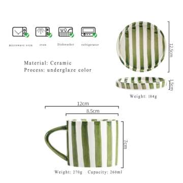 CACXKEP Espresso Cups Ceramic Coffee Mug Series European Striped Dot Coffee Cup And Saucer Mug Cake ...