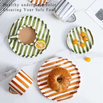 CACXKEP Espresso Cups Ceramic Coffee Mug Series European Striped Dot Coffee Cup And Saucer Mug Cake Plate Afternoon Tea Set Tea Cup And Saucer,C