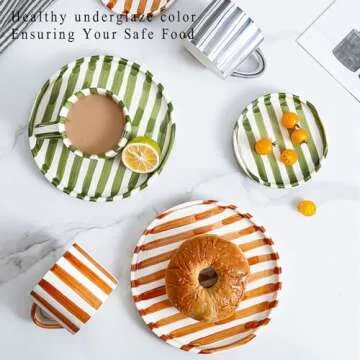CACXKEP Espresso Cups Ceramic Coffee Mug Series European Striped Dot Coffee Cup And Saucer Mug Cake Plate Afternoon Tea Set Tea Cup And Saucer,C