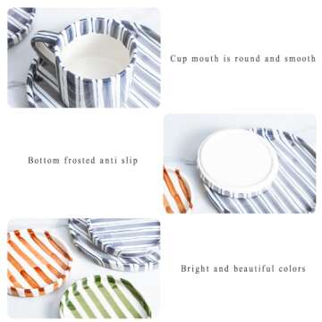 CACXKEP Espresso Cups Ceramic Coffee Mug Series European Striped Dot Coffee Cup And Saucer Mug Cake Plate Afternoon Tea Set Tea Cup And Saucer,C