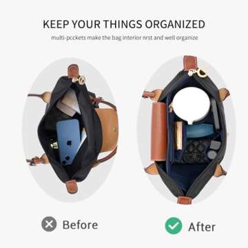 LOUKAYCCI Felt Purse Organizer Insert for Longchamp Le Pliage L Handbag Insert (Dark Blue, Large)