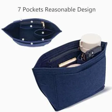 LOUKAYCCI Felt Purse Organizer Insert for Longchamp Le Pliage L Handbag Insert (Dark Blue, Large)