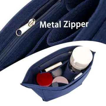 LOUKAYCCI Felt Purse Organizer Insert for Longchamp Le Pliage L Handbag Insert (Dark Blue, Large)