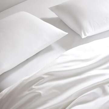 Brooklinen Luxury Sateen 4 Piece King Size Sheets Set in White - 100% Cotton Sateen Sheets - 1 Fitted Sheet, 1 Flat Sheet, 2 Pillowcases - Best Luxury Sheets