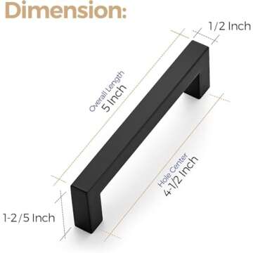 Ravinte 30 Pack 4-1/2 Inch Kitchen Square Cabinet Handles Matte Black Cabinet Pulls Black Drawer Pulls Kitchen Cabinet Hardware Kitchen Handles for Cabinets Cupboard Handles Drawer Handles