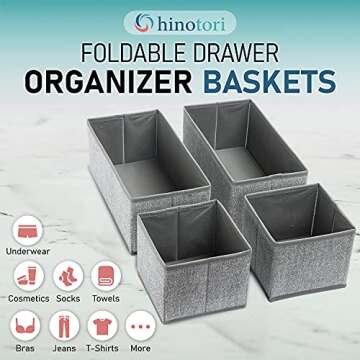 Hinotori Drawer Organizer Bins for Ultimate Home Organization