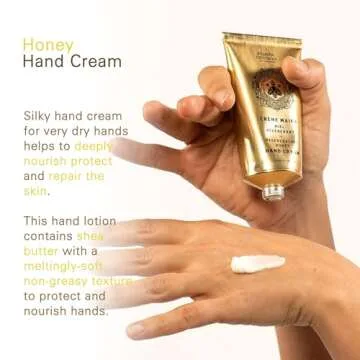 Panier des Sens - Hand Cream for Dry Cracked Hands - Hand Lotion with Honey & Shea Butter - Vitamin E Skin Moisturizer with 97% Natural Ingredients - Made in France, 2.5 fl oz