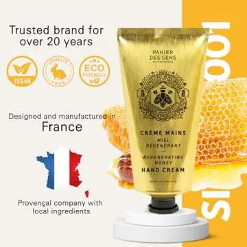 Panier des Sens - Hand Cream for Dry Cracked Hands - Hand Lotion with Honey & Shea Butter - Vitamin E Skin Moisturizer with 97% Natural Ingredients - Made in France, 2.5 fl oz