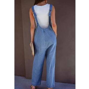 luvamia Jean Overalls for Women Sleeveless Denim Jumpsuit Casual Baggy Overall Jumpsuits Loose Fit Jumpers With Pockets Women'S Overalls Loose Fit Garden Overalls for Women Medium Blue Size 4 Size 6