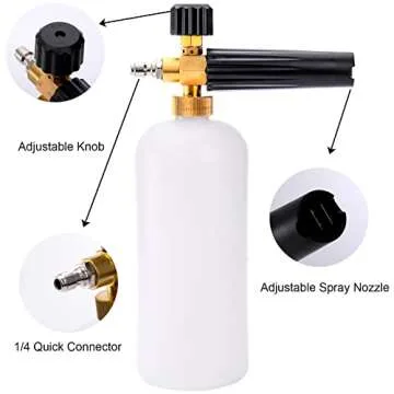 Fasmov Foam Cannon, Car Wash Pressure Washer Jet Wash 1/4" Quick Connector Adjustable Snow Foam Lance Foam Blaster, 1 Liter
