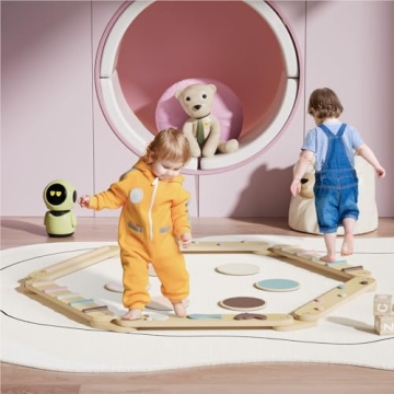 BlueWood Balance Beam for Kids 3-5, Toddler Sensory Wooden Montessori Toys and Stepping Stones, Buil...