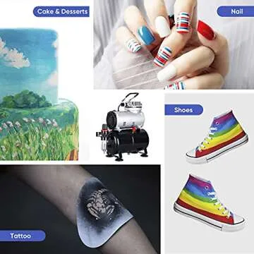 ZENY Professional Airbrush Compressor with Tank, Multipurpose Airbrushing Paint System Kit for Spraying Art Tattoo Nail Painting Makeup Black