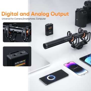 COMICA VM30 Shotgun Microphone, with Wireless Modes, USB C Digital Output, 75/150Hz, Super-Cardioid Universal Camera Microphone for Filmmakers, Vloggers - Wireless Mic for Camera, Smartphone, and PC