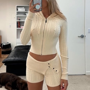 Stylish Y2k Women 2 Piece Knitted Outfits for Everyday Fashion