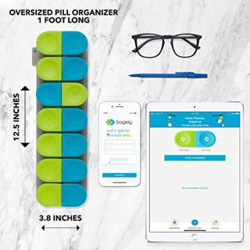 Sagely Smart XL Weekly Pill Organizer with Reminder App