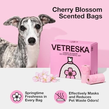 VETRESKA Cherry Blossom Scented Poop Bags, Leak Proof, 300 Bags