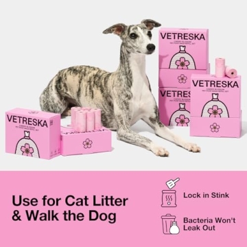 VETRESKA Cherry Blossom Scented Poop Bags, Leak Proof, 300 Bags