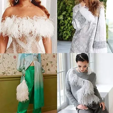 Natural Ostrich Feather Trim for Craft and Dress Decor 2 Yards