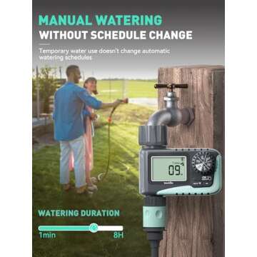 RAINPOINT Sprinkler Timer, Programmable Water Timer for Garden Hose, Outdoor Soaker Hose Timer with Rain Delay/Manual/Automatic Watering System, Digital Irrigation Timer for Yard, Lawn, 1 Outlet