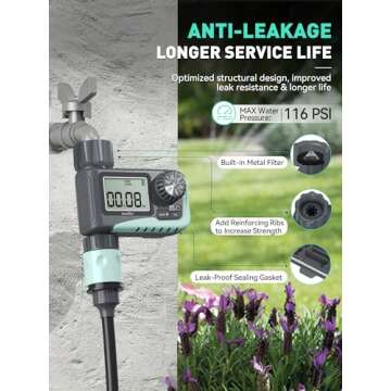 RAINPOINT Sprinkler Timer, Programmable Water Timer for Garden Hose, Outdoor Soaker Hose Timer with Rain Delay/Manual/Automatic Watering System, Digital Irrigation Timer for Yard, Lawn, 1 Outlet