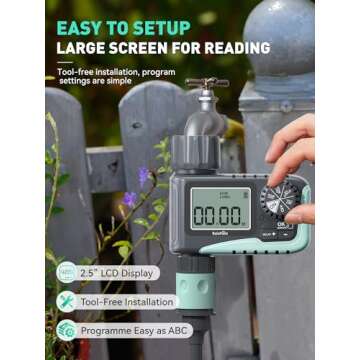 RAINPOINT Sprinkler Timer, Programmable Water Timer for Garden Hose, Outdoor Soaker Hose Timer with Rain Delay/Manual/Automatic Watering System, Digital Irrigation Timer for Yard, Lawn, 1 Outlet