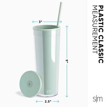 Simple Modern Plastic Tumbler with Lid and Straw | Reusable BPA Free Iced Coffee Cups Double Wall Smoothie Cup | Gifts for Women Men Him Her | Classic Collection | 24oz | Blush