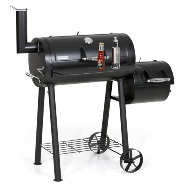 Captiva Designs Charcoal Grill with Offset Smoker, All Metal Steel Made Outdoor Smoker, 512 sq.in Co...