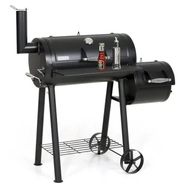Captiva Designs Charcoal Grill with Offset Smoker, All Metal Steel Made Outdoor Smoker, 512 sq.in Co...