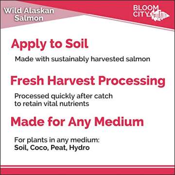 Organic Wild Fish Fertilizer and Plant Supplement, Great for Roots and Soil, Made from Sustainable Salmon, by Bloom City, Gallon (128 oz)