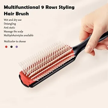 NuAngela 9 Rows Hair Brush For Easy Styling And Detangling